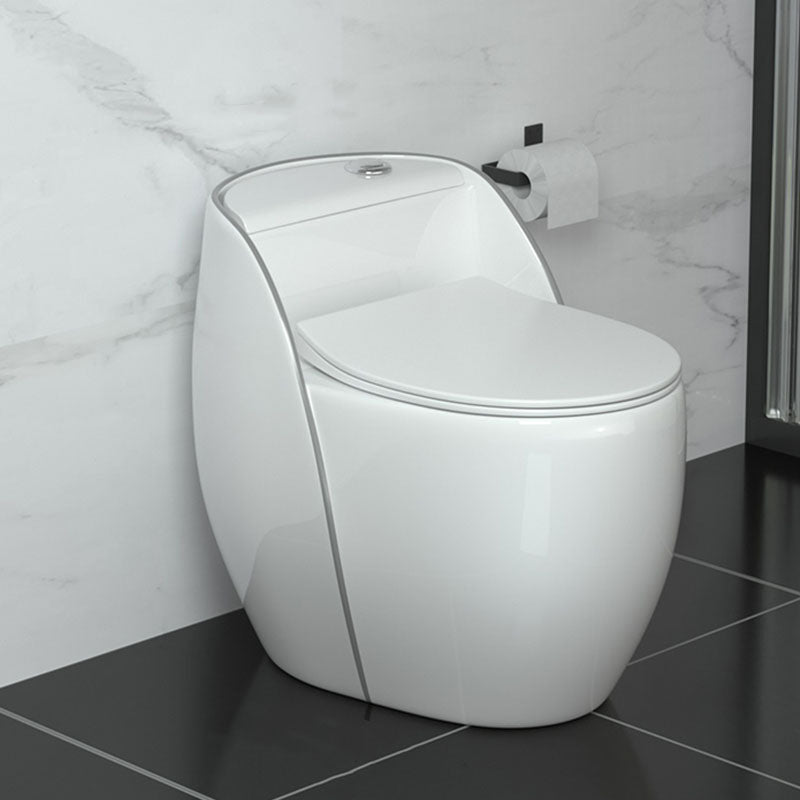 Modern Toilet Bowl Floor Mounted Porcelain Round All-In-One Flush Toilet White Gray Clearhalo 'Bathroom Remodel & Bathroom Fixtures' 'Home Improvement' 'home_improvement' 'home_improvement_toilets' 'Toilets & Bidets' 'Toilets' 6909137