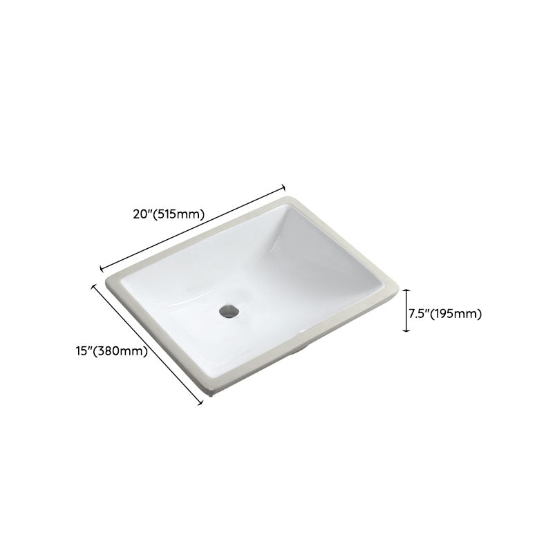 Modern Porcelain Bathroom Sink Undermount Bathroom Sink in White(Not Including Faucet) Clearhalo 'Bathroom Remodel & Bathroom Fixtures' 'Bathroom Sinks & Faucet Components' 'Bathroom Sinks' 'bathroom_sink' 'Home Improvement' 'home_improvement' 'home_improvement_bathroom_sink' 6914040