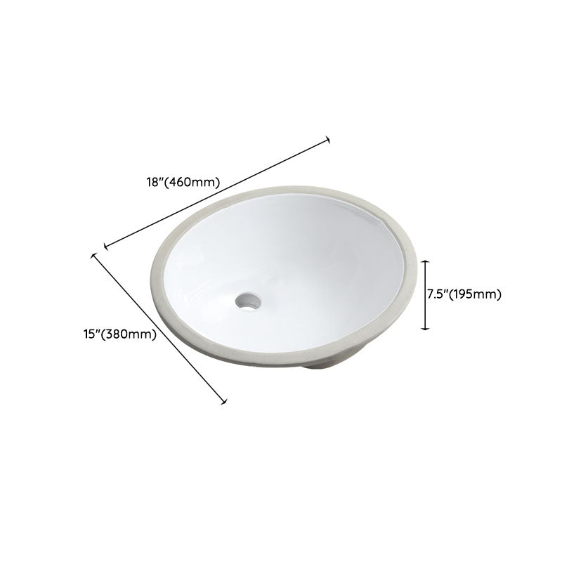 Modern Porcelain Bathroom Sink Undermount Bathroom Sink in White(Not Including Faucet) Clearhalo 'Bathroom Remodel & Bathroom Fixtures' 'Bathroom Sinks & Faucet Components' 'Bathroom Sinks' 'bathroom_sink' 'Home Improvement' 'home_improvement' 'home_improvement_bathroom_sink' 6914044