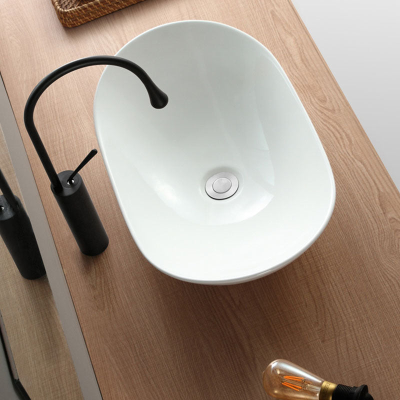 Modern White Vessel Sink Porcelain Vessel Bathroom Sink with Faucet Clearhalo 'Bathroom Remodel & Bathroom Fixtures' 'Bathroom Sinks & Faucet Components' 'Bathroom Sinks' 'bathroom_sink' 'Home Improvement' 'home_improvement' 'home_improvement_bathroom_sink' 6914059