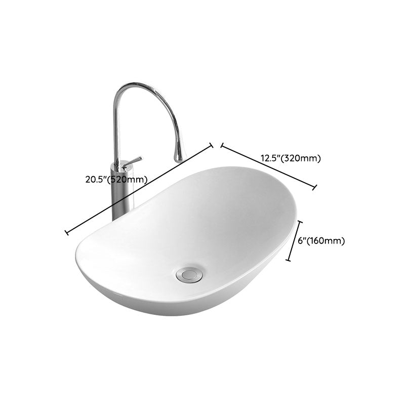 Modern White Vessel Sink Porcelain Vessel Bathroom Sink with Faucet Clearhalo 'Bathroom Remodel & Bathroom Fixtures' 'Bathroom Sinks & Faucet Components' 'Bathroom Sinks' 'bathroom_sink' 'Home Improvement' 'home_improvement' 'home_improvement_bathroom_sink' 6914068