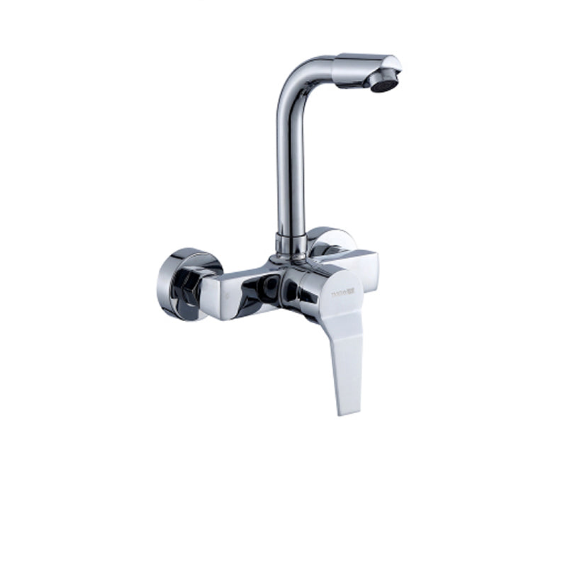 Contemporary Two Handles Kitchen Faucet Pull-down Metal Wall-mounted Faucet Brass 7 Shape Lever Handles Clearhalo 'Home Improvement' 'home_improvement' 'home_improvement_kitchen_faucets' 'Kitchen Faucets' 'Kitchen Remodel & Kitchen Fixtures' 'Kitchen Sinks & Faucet Components' 'kitchen_faucets' 6914115