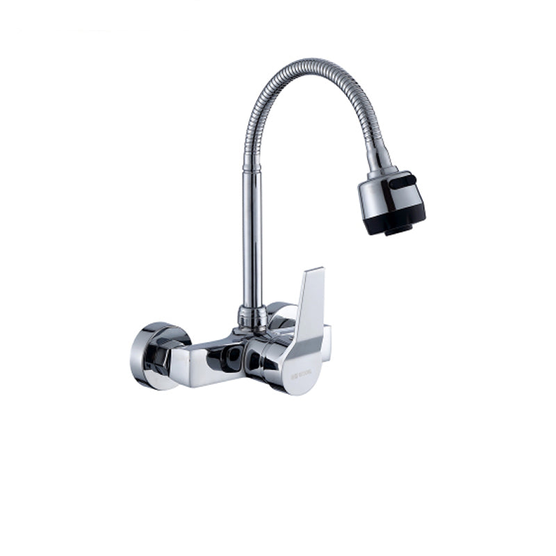 Contemporary Two Handles Kitchen Faucet Pull-down Metal Wall-mounted Faucet Brass Universal Lever Handles Clearhalo 'Home Improvement' 'home_improvement' 'home_improvement_kitchen_faucets' 'Kitchen Faucets' 'Kitchen Remodel & Kitchen Fixtures' 'Kitchen Sinks & Faucet Components' 'kitchen_faucets' 6914118