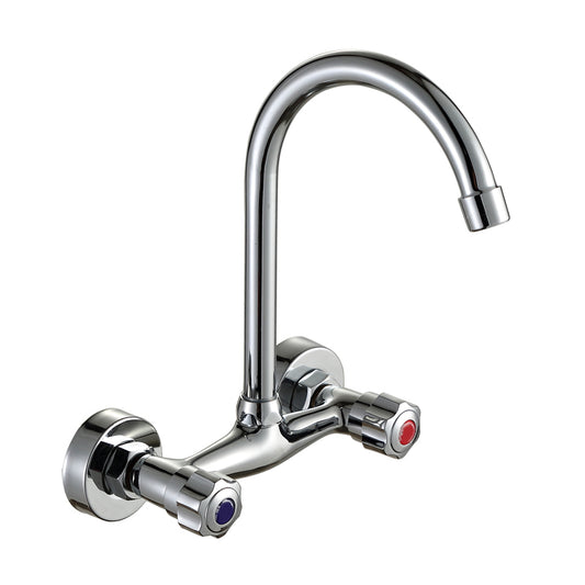 Contemporary Two Handles Kitchen Faucet Pull-down Metal Wall-mounted Faucet Clearhalo 'Home Improvement' 'home_improvement' 'home_improvement_kitchen_faucets' 'Kitchen Faucets' 'Kitchen Remodel & Kitchen Fixtures' 'Kitchen Sinks & Faucet Components' 'kitchen_faucets' 6914120