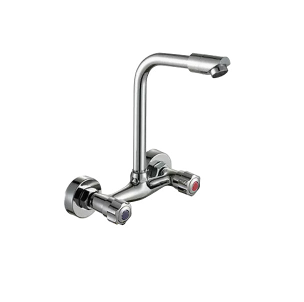 Contemporary Two Handles Kitchen Faucet Pull-down Metal Wall-mounted Faucet Metal 7 Shape Knob Handles Clearhalo 'Home Improvement' 'home_improvement' 'home_improvement_kitchen_faucets' 'Kitchen Faucets' 'Kitchen Remodel & Kitchen Fixtures' 'Kitchen Sinks & Faucet Components' 'kitchen_faucets' 6914123