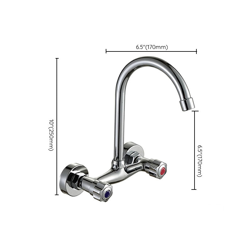 Contemporary Two Handles Kitchen Faucet Pull-down Metal Wall-mounted Faucet Clearhalo 'Home Improvement' 'home_improvement' 'home_improvement_kitchen_faucets' 'Kitchen Faucets' 'Kitchen Remodel & Kitchen Fixtures' 'Kitchen Sinks & Faucet Components' 'kitchen_faucets' 6914126