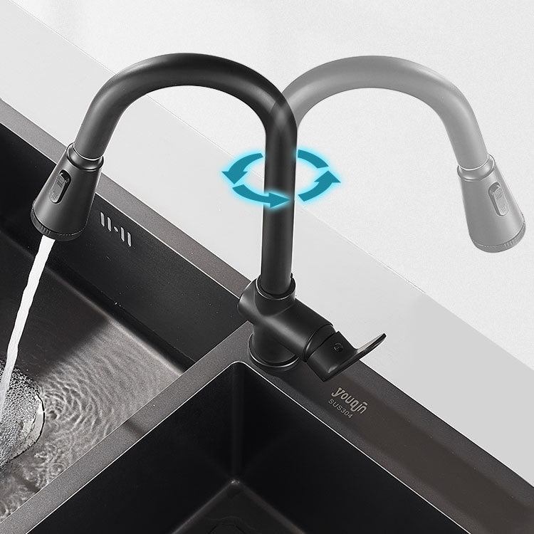 Gooseneck Kitchen Bar Faucet Swivel Spout No Sensor Bar Faucet with Pull down Sprayer Clearhalo 'Home Improvement' 'home_improvement' 'home_improvement_kitchen_faucets' 'Kitchen Faucets' 'Kitchen Remodel & Kitchen Fixtures' 'Kitchen Sinks & Faucet Components' 'kitchen_faucets' 6914137