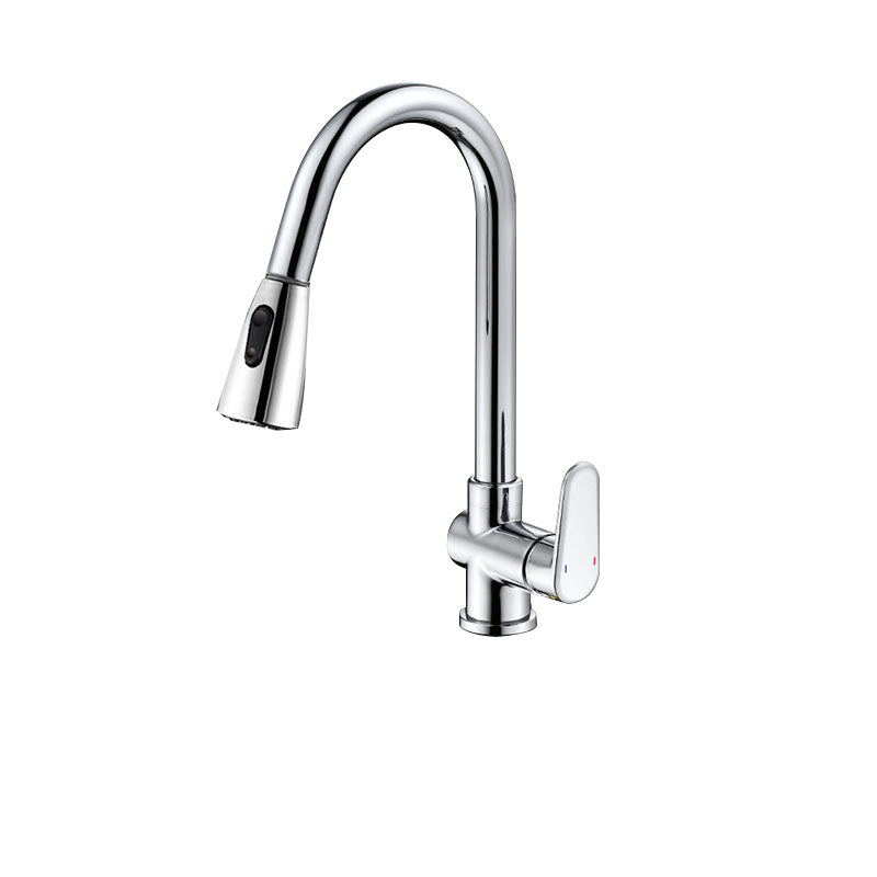 Gooseneck Kitchen Bar Faucet Swivel Spout No Sensor Bar Faucet with Pull down Sprayer Silver Thickened Dual-mode Water Outlet Clearhalo 'Home Improvement' 'home_improvement' 'home_improvement_kitchen_faucets' 'Kitchen Faucets' 'Kitchen Remodel & Kitchen Fixtures' 'Kitchen Sinks & Faucet Components' 'kitchen_faucets' 6914144
