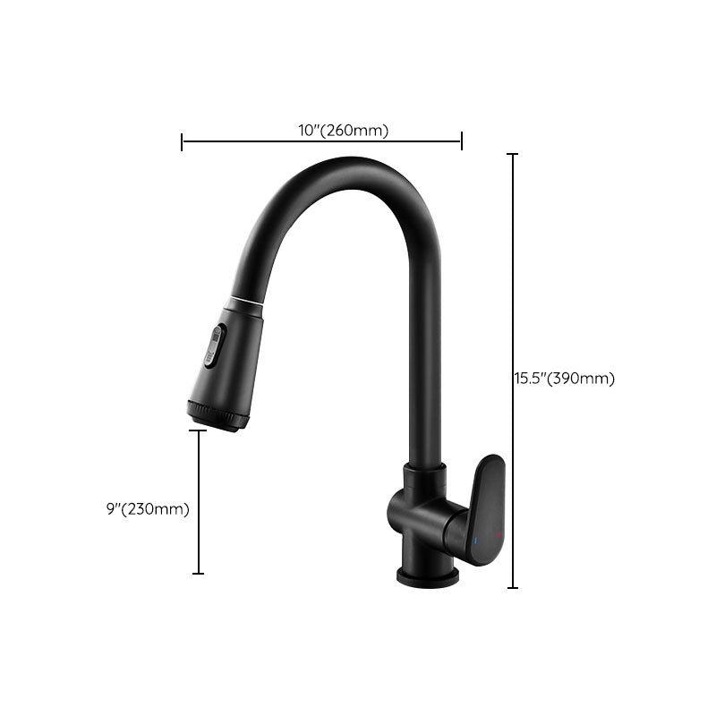 Gooseneck Kitchen Bar Faucet Swivel Spout No Sensor Bar Faucet with Pull down Sprayer Clearhalo 'Home Improvement' 'home_improvement' 'home_improvement_kitchen_faucets' 'Kitchen Faucets' 'Kitchen Remodel & Kitchen Fixtures' 'Kitchen Sinks & Faucet Components' 'kitchen_faucets' 6914153