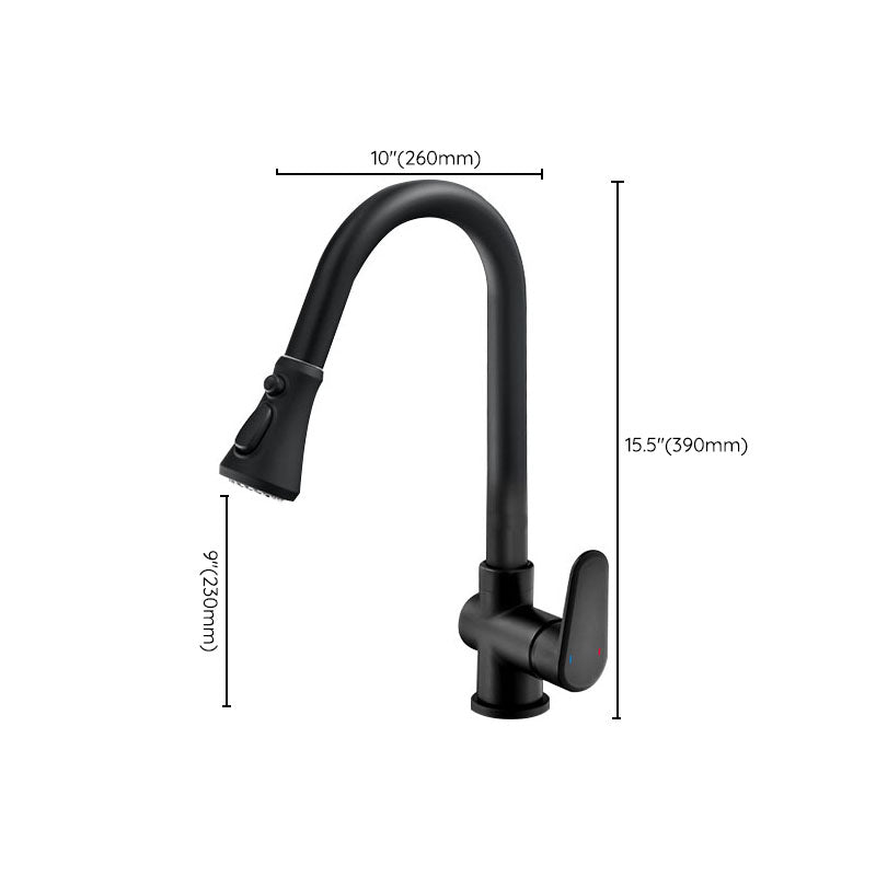 Gooseneck Kitchen Bar Faucet Swivel Spout No Sensor Bar Faucet with Pull down Sprayer Clearhalo 'Home Improvement' 'home_improvement' 'home_improvement_kitchen_faucets' 'Kitchen Faucets' 'Kitchen Remodel & Kitchen Fixtures' 'Kitchen Sinks & Faucet Components' 'kitchen_faucets' 6914154