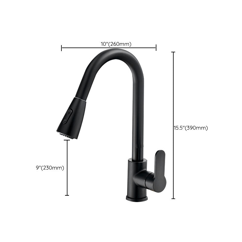 Gooseneck Kitchen Bar Faucet Swivel Spout No Sensor Bar Faucet with Pull down Sprayer Clearhalo 'Home Improvement' 'home_improvement' 'home_improvement_kitchen_faucets' 'Kitchen Faucets' 'Kitchen Remodel & Kitchen Fixtures' 'Kitchen Sinks & Faucet Components' 'kitchen_faucets' 6914155