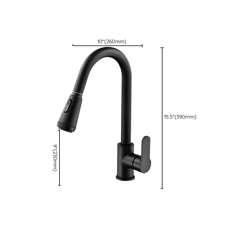 Gooseneck Kitchen Bar Faucet Swivel Spout No Sensor Bar Faucet with Pull down Sprayer Clearhalo 'Home Improvement' 'home_improvement' 'home_improvement_kitchen_faucets' 'Kitchen Faucets' 'Kitchen Remodel & Kitchen Fixtures' 'Kitchen Sinks & Faucet Components' 'kitchen_faucets' 6914157