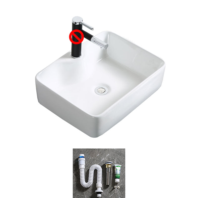 Modern Bathroom Sink Porcelain Rectangle Bathroom Sink in White(Not Including Faucet) 16"L x 12"W x 5"H Clearhalo 'Bathroom Remodel & Bathroom Fixtures' 'Bathroom Sinks & Faucet Components' 'Bathroom Sinks' 'bathroom_sink' 'Home Improvement' 'home_improvement' 'home_improvement_bathroom_sink' 6914212