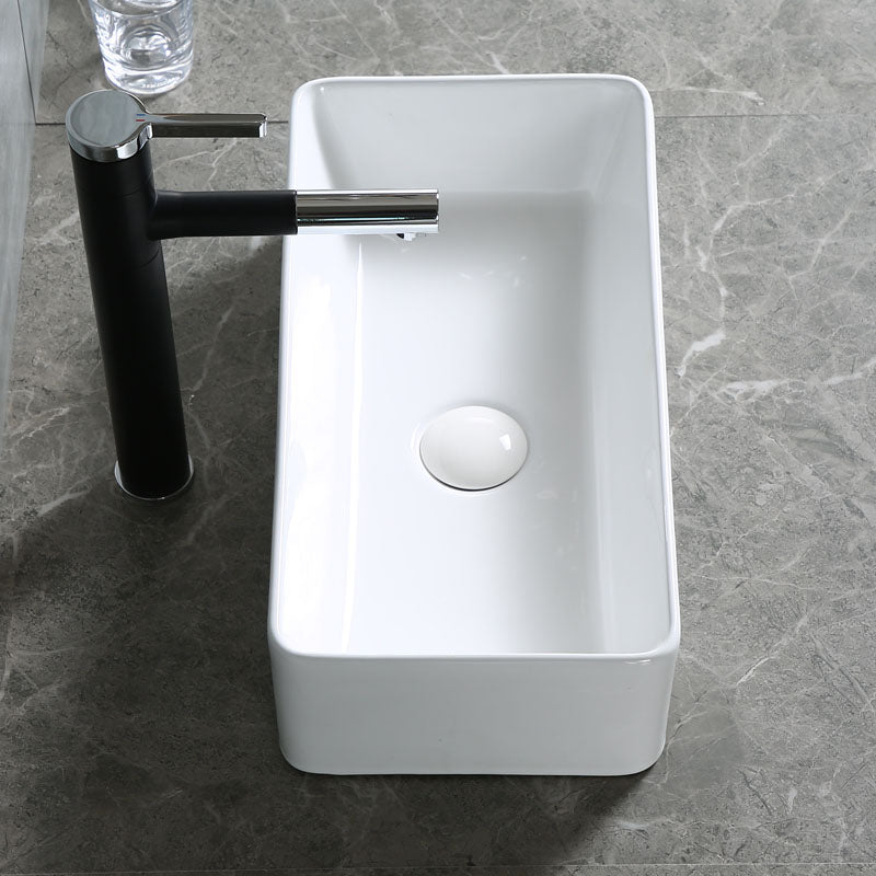 Modern Bathroom Sink Porcelain Rectangle Bathroom Sink in White(Not Including Faucet) Clearhalo 'Bathroom Remodel & Bathroom Fixtures' 'Bathroom Sinks & Faucet Components' 'Bathroom Sinks' 'bathroom_sink' 'Home Improvement' 'home_improvement' 'home_improvement_bathroom_sink' 6914214