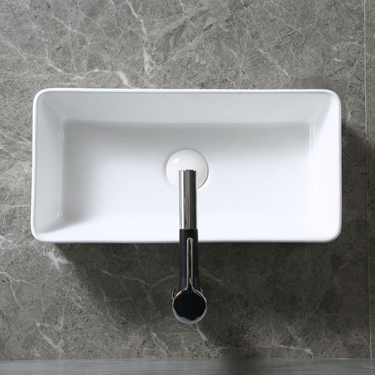 Modern Bathroom Sink Porcelain Rectangle Bathroom Sink in White(Not Including Faucet) Clearhalo 'Bathroom Remodel & Bathroom Fixtures' 'Bathroom Sinks & Faucet Components' 'Bathroom Sinks' 'bathroom_sink' 'Home Improvement' 'home_improvement' 'home_improvement_bathroom_sink' 6914215