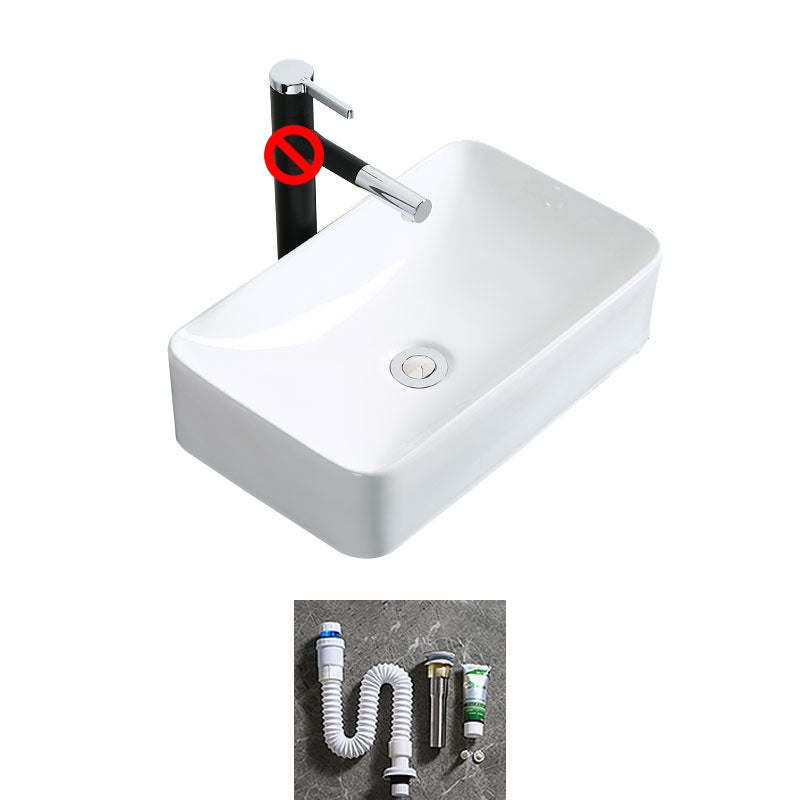 Modern Bathroom Sink Porcelain Rectangle Bathroom Sink in White(Not Including Faucet) 19.3"L x 11.4"W x 4.9"H Clearhalo 'Bathroom Remodel & Bathroom Fixtures' 'Bathroom Sinks & Faucet Components' 'Bathroom Sinks' 'bathroom_sink' 'Home Improvement' 'home_improvement' 'home_improvement_bathroom_sink' 6914218