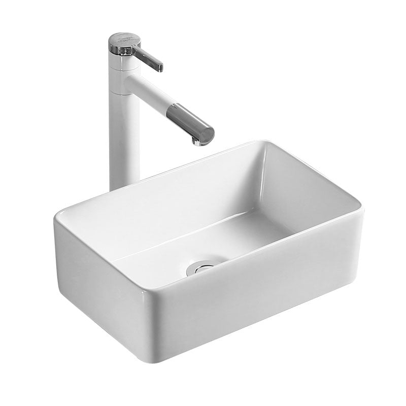 Modern Bathroom Sink Porcelain Rectangle Bathroom Sink in White(Not Including Faucet) Clearhalo 'Bathroom Remodel & Bathroom Fixtures' 'Bathroom Sinks & Faucet Components' 'Bathroom Sinks' 'bathroom_sink' 'Home Improvement' 'home_improvement' 'home_improvement_bathroom_sink' 6914219