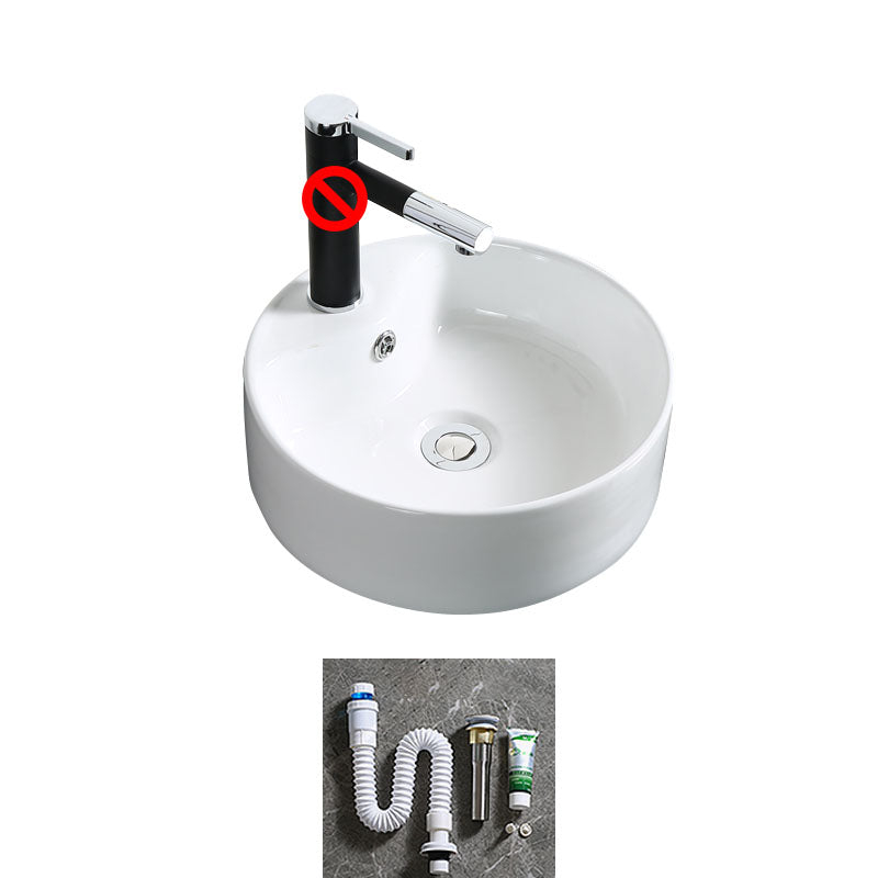 Modern Bathroom Sink Porcelain Rectangle Bathroom Sink in White(Not Including Faucet) 14"L x 14"W x 5"H Clearhalo 'Bathroom Remodel & Bathroom Fixtures' 'Bathroom Sinks & Faucet Components' 'Bathroom Sinks' 'bathroom_sink' 'Home Improvement' 'home_improvement' 'home_improvement_bathroom_sink' 6914226