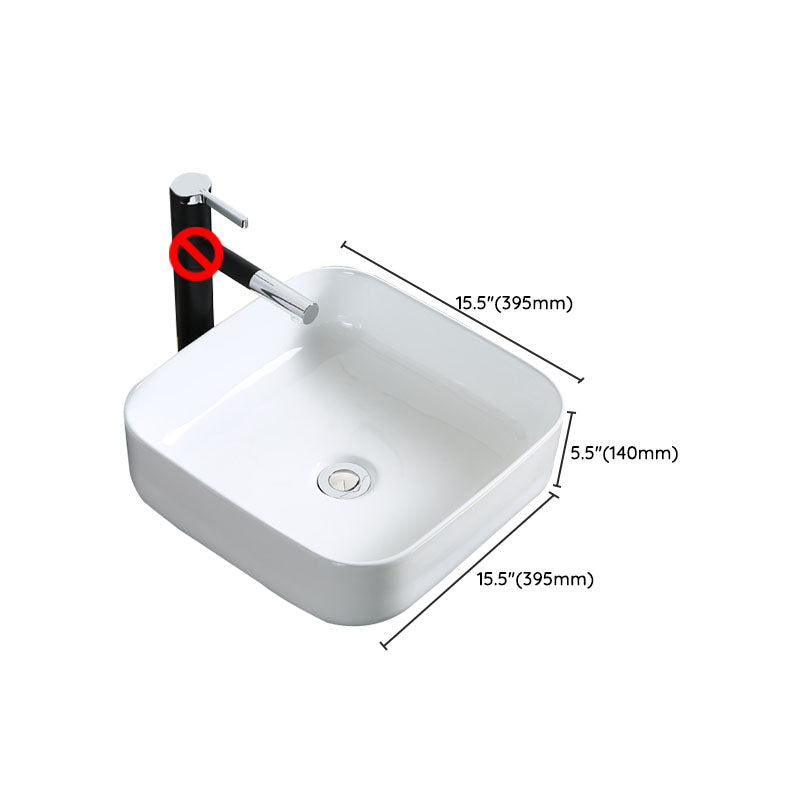 Modern Bathroom Sink Porcelain Rectangle Bathroom Sink in White(Not Including Faucet) Clearhalo 'Bathroom Remodel & Bathroom Fixtures' 'Bathroom Sinks & Faucet Components' 'Bathroom Sinks' 'bathroom_sink' 'Home Improvement' 'home_improvement' 'home_improvement_bathroom_sink' 6914246
