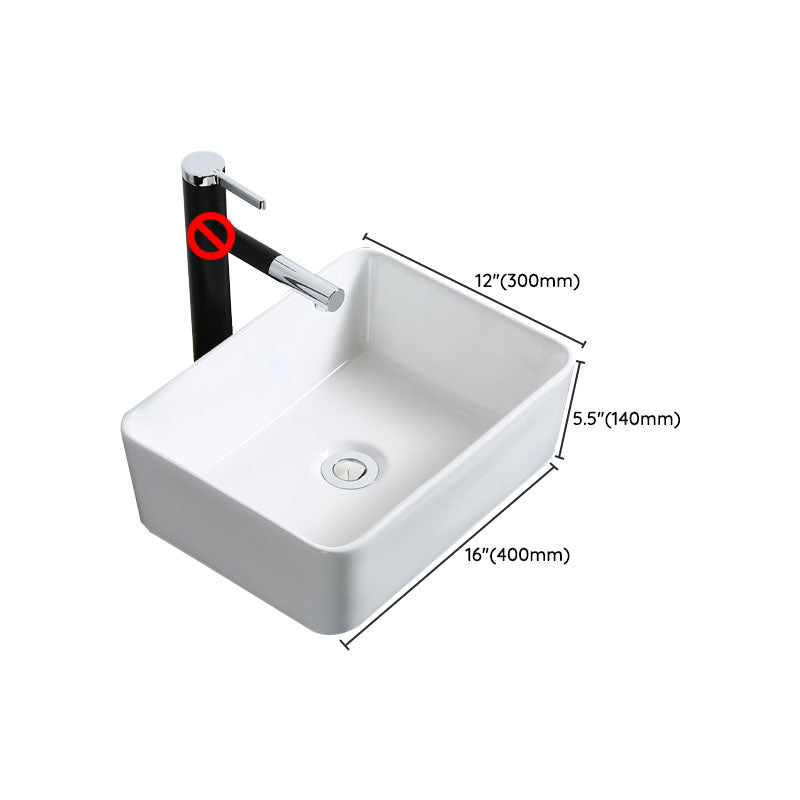Modern Bathroom Sink Porcelain Rectangle Bathroom Sink in White(Not Including Faucet) Clearhalo 'Bathroom Remodel & Bathroom Fixtures' 'Bathroom Sinks & Faucet Components' 'Bathroom Sinks' 'bathroom_sink' 'Home Improvement' 'home_improvement' 'home_improvement_bathroom_sink' 6914247