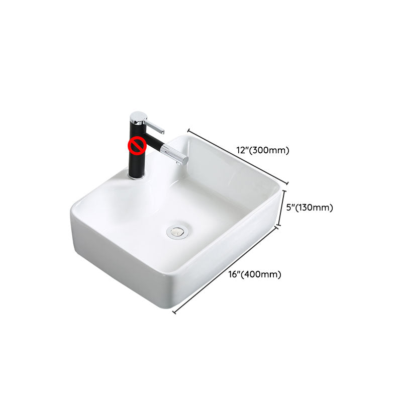 Modern Bathroom Sink Porcelain Rectangle Bathroom Sink in White(Not Including Faucet) Clearhalo 'Bathroom Remodel & Bathroom Fixtures' 'Bathroom Sinks & Faucet Components' 'Bathroom Sinks' 'bathroom_sink' 'Home Improvement' 'home_improvement' 'home_improvement_bathroom_sink' 6914251