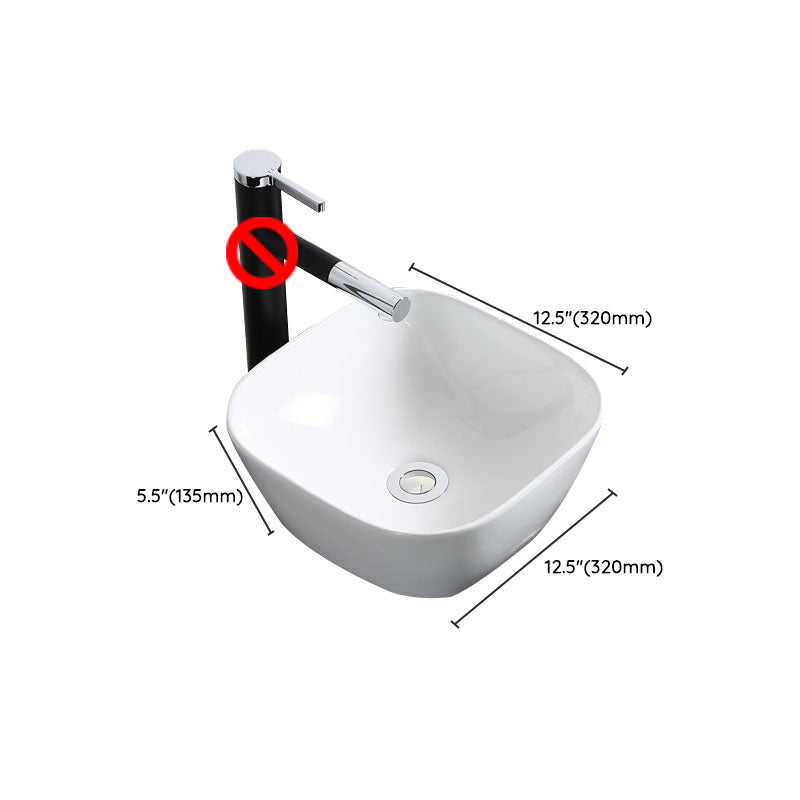 Modern Bathroom Sink Porcelain Rectangle Bathroom Sink in White(Not Including Faucet) Clearhalo 'Bathroom Remodel & Bathroom Fixtures' 'Bathroom Sinks & Faucet Components' 'Bathroom Sinks' 'bathroom_sink' 'Home Improvement' 'home_improvement' 'home_improvement_bathroom_sink' 6914254