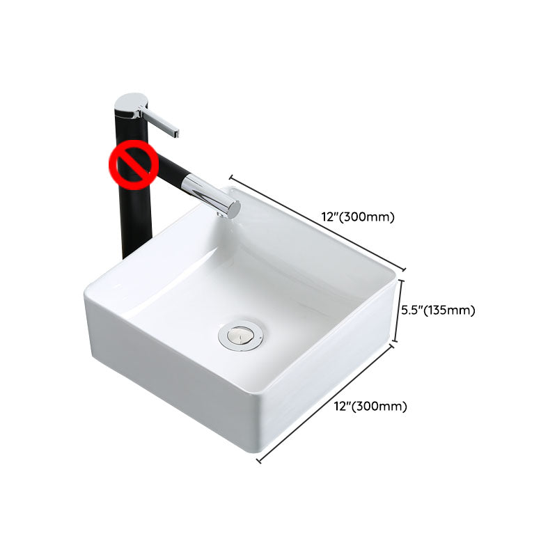 Modern Bathroom Sink Porcelain Rectangle Bathroom Sink in White(Not Including Faucet) Clearhalo 'Bathroom Remodel & Bathroom Fixtures' 'Bathroom Sinks & Faucet Components' 'Bathroom Sinks' 'bathroom_sink' 'Home Improvement' 'home_improvement' 'home_improvement_bathroom_sink' 6914257