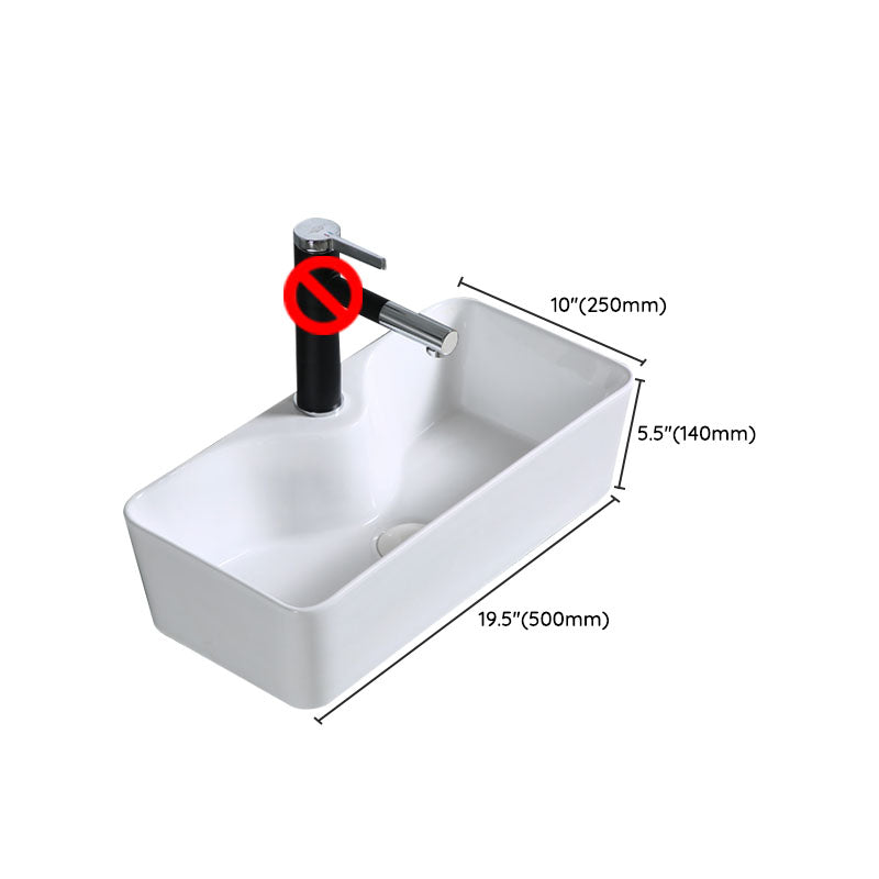 Modern Bathroom Sink Porcelain Rectangle Bathroom Sink in White(Not Including Faucet) Clearhalo 'Bathroom Remodel & Bathroom Fixtures' 'Bathroom Sinks & Faucet Components' 'Bathroom Sinks' 'bathroom_sink' 'Home Improvement' 'home_improvement' 'home_improvement_bathroom_sink' 6914261