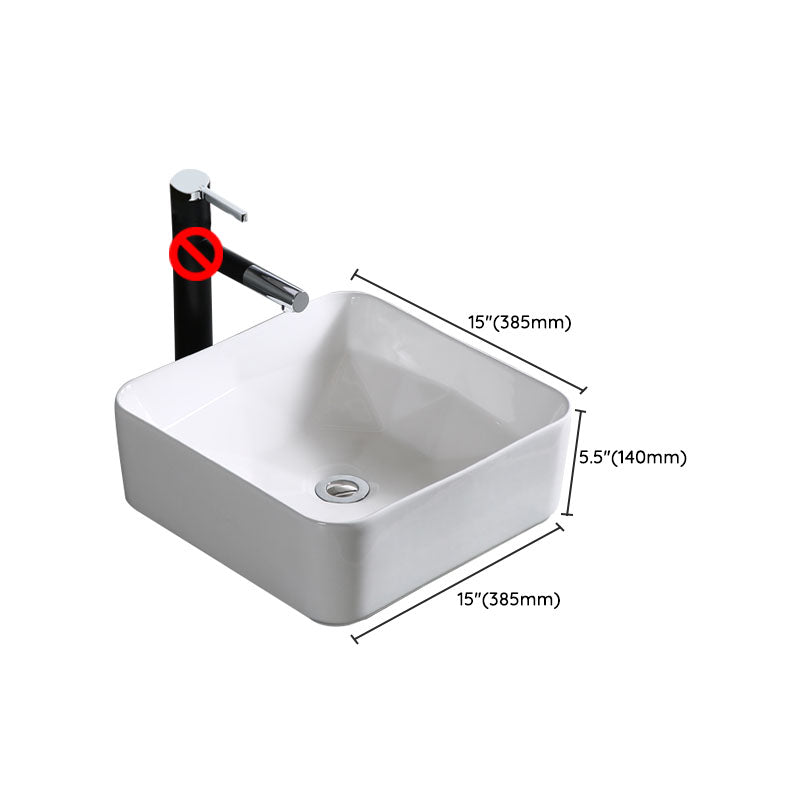 Modern Bathroom Sink Porcelain Rectangle Bathroom Sink in White(Not Including Faucet) Clearhalo 'Bathroom Remodel & Bathroom Fixtures' 'Bathroom Sinks & Faucet Components' 'Bathroom Sinks' 'bathroom_sink' 'Home Improvement' 'home_improvement' 'home_improvement_bathroom_sink' 6914262