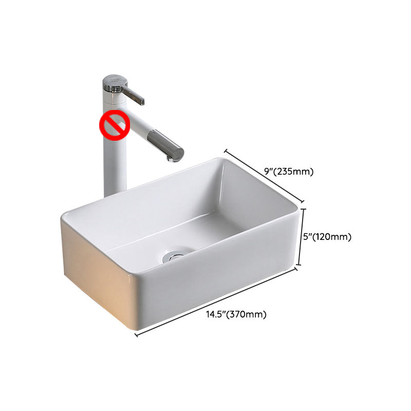 Modern Bathroom Sink Porcelain Rectangle Bathroom Sink in White(Not Including Faucet) Clearhalo 'Bathroom Remodel & Bathroom Fixtures' 'Bathroom Sinks & Faucet Components' 'Bathroom Sinks' 'bathroom_sink' 'Home Improvement' 'home_improvement' 'home_improvement_bathroom_sink' 6914264