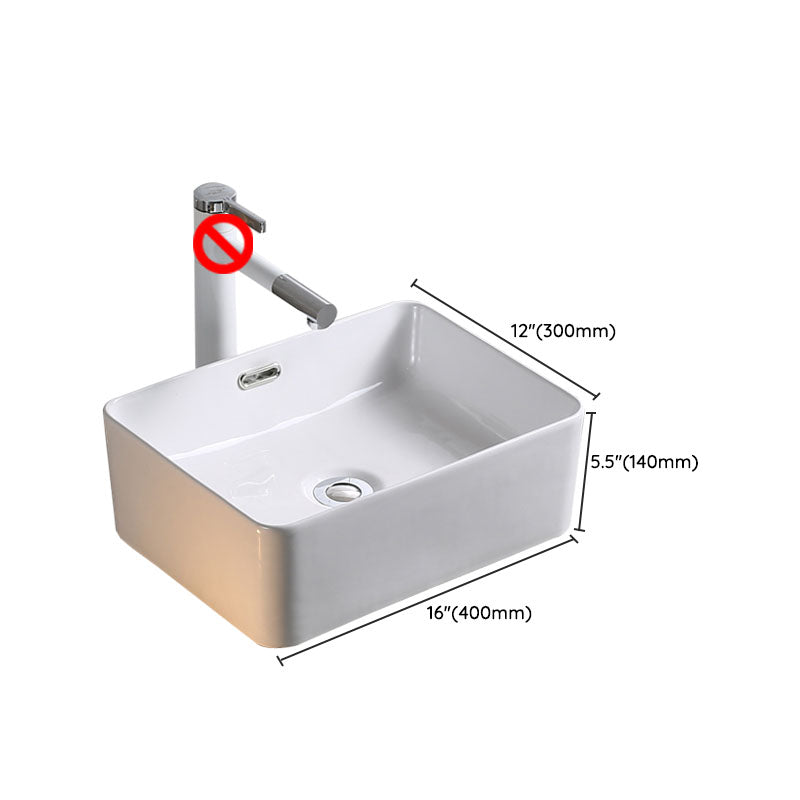 Modern Bathroom Sink Porcelain Rectangle Bathroom Sink in White(Not Including Faucet) Clearhalo 'Bathroom Remodel & Bathroom Fixtures' 'Bathroom Sinks & Faucet Components' 'Bathroom Sinks' 'bathroom_sink' 'Home Improvement' 'home_improvement' 'home_improvement_bathroom_sink' 6914266