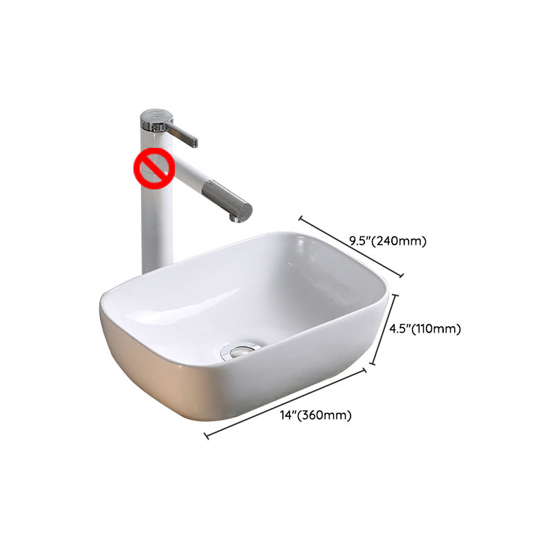 Modern Bathroom Sink Porcelain Rectangle Bathroom Sink in White(Not Including Faucet) Clearhalo 'Bathroom Remodel & Bathroom Fixtures' 'Bathroom Sinks & Faucet Components' 'Bathroom Sinks' 'bathroom_sink' 'Home Improvement' 'home_improvement' 'home_improvement_bathroom_sink' 6914267
