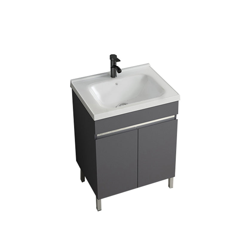Gray Metal Vanity Sink Modern Free-standing Standard Space Saver Vanity Bathroom Vanity 24"L x 18.9"W x 32.7"H Washboard Not Included Clearhalo 'Bathroom Remodel & Bathroom Fixtures' 'Bathroom Vanities' 'bathroom_vanities' 'Home Improvement' 'home_improvement' 'home_improvement_bathroom_vanities' 6914289