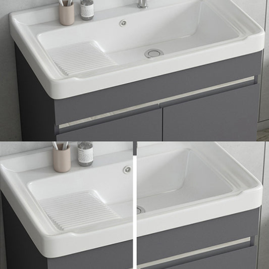 Gray Metal Vanity Sink Modern Free-standing Standard Space Saver Vanity Clearhalo 'Bathroom Remodel & Bathroom Fixtures' 'Bathroom Vanities' 'bathroom_vanities' 'Home Improvement' 'home_improvement' 'home_improvement_bathroom_vanities' 6914303