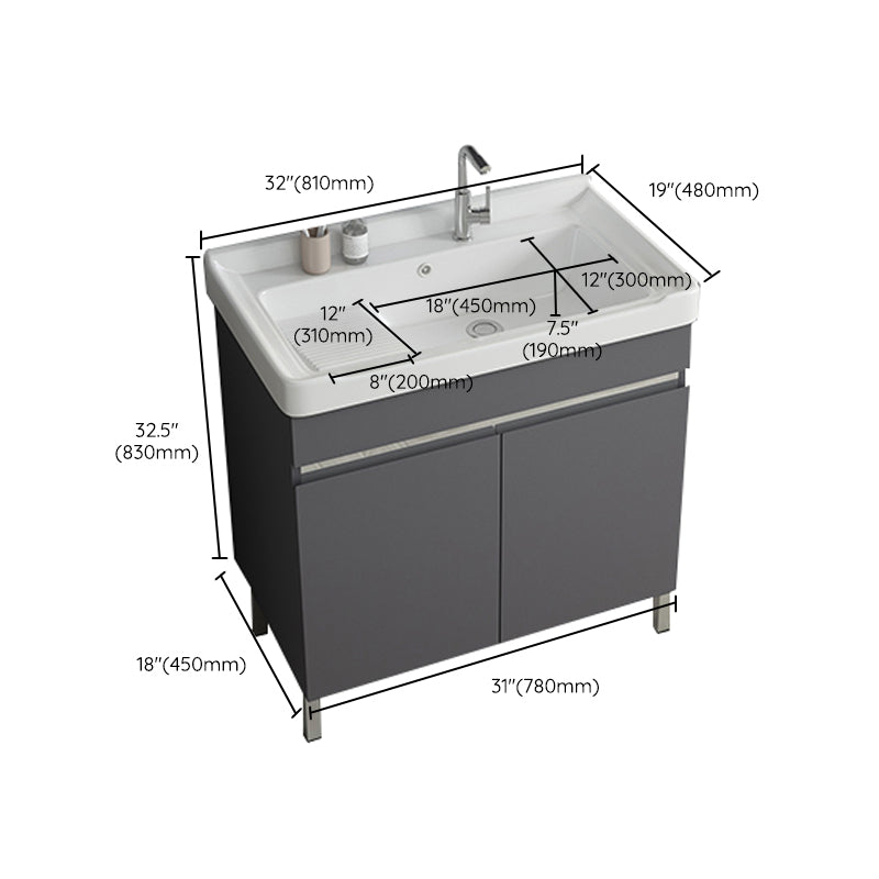 Gray Metal Vanity Sink Modern Free-standing Standard Space Saver Vanity Clearhalo 'Bathroom Remodel & Bathroom Fixtures' 'Bathroom Vanities' 'bathroom_vanities' 'Home Improvement' 'home_improvement' 'home_improvement_bathroom_vanities' 6914319
