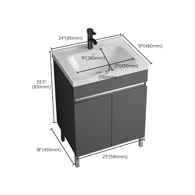 Gray Metal Vanity Sink Modern Free-standing Standard Space Saver Vanity Clearhalo 'Bathroom Remodel & Bathroom Fixtures' 'Bathroom Vanities' 'bathroom_vanities' 'Home Improvement' 'home_improvement' 'home_improvement_bathroom_vanities' 6914322