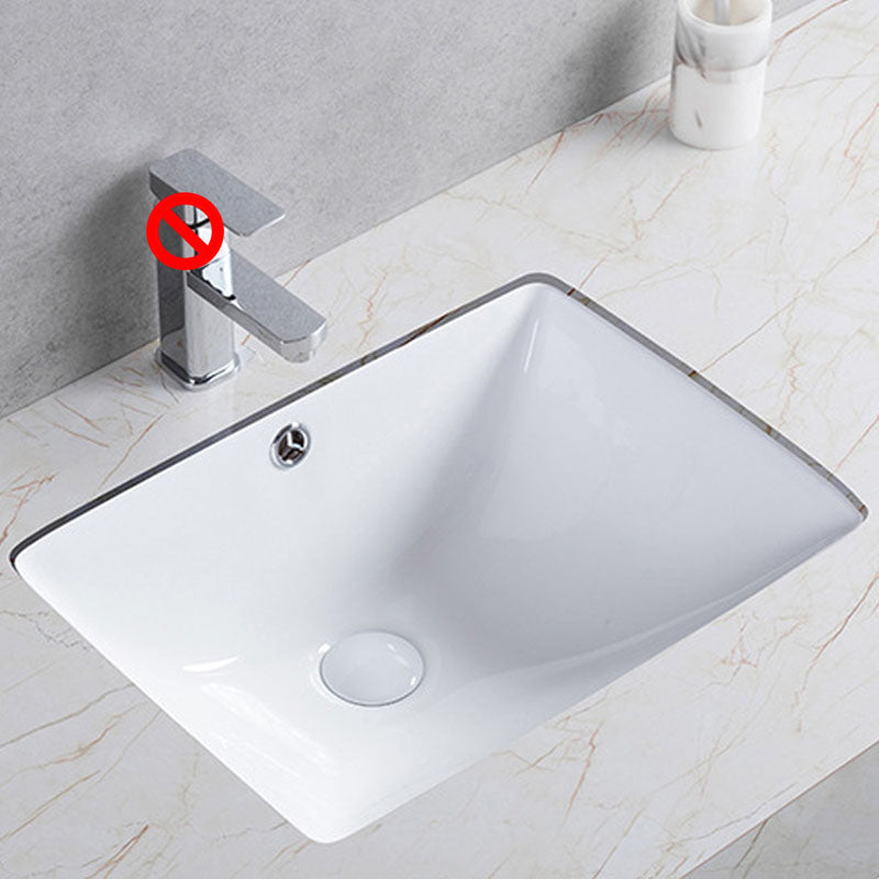 Modern Undermount Vanity Sink Round Porcelain with Pop-Up Drain Bathroom Sink Only 19"L x 14"W x 8"H Clearhalo 'Bathroom Remodel & Bathroom Fixtures' 'Bathroom Sinks & Faucet Components' 'Bathroom Sinks' 'bathroom_sink' 'Home Improvement' 'home_improvement' 'home_improvement_bathroom_sink' 6914457