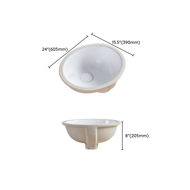 Modern Undermount Vanity Sink Round Porcelain with Pop-Up Drain Bathroom Sink Only Clearhalo 'Bathroom Remodel & Bathroom Fixtures' 'Bathroom Sinks & Faucet Components' 'Bathroom Sinks' 'bathroom_sink' 'Home Improvement' 'home_improvement' 'home_improvement_bathroom_sink' 6914475