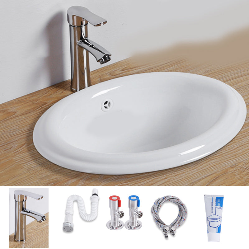 White Drop-in Bathroom Sink Porcelain Wash Stand with Shut-Off Valve Sink with Faucet Clearhalo 'Bathroom Remodel & Bathroom Fixtures' 'Bathroom Sinks & Faucet Components' 'Bathroom Sinks' 'bathroom_sink' 'Home Improvement' 'home_improvement' 'home_improvement_bathroom_sink' 6914559
