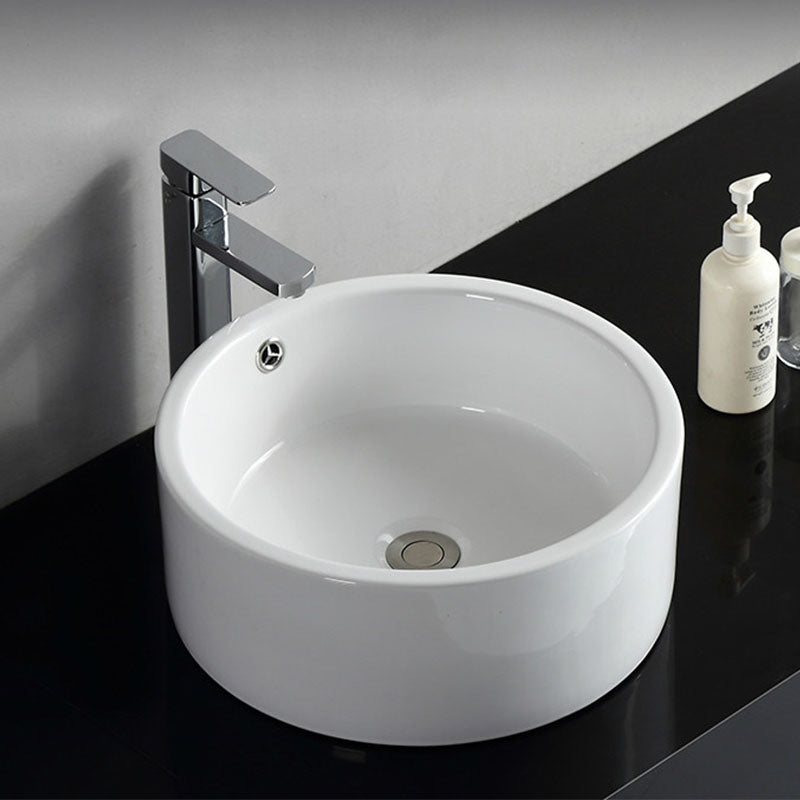 Rectangular and Round Vessel Sink in white with No Craftsmanship Basin Sink 16.1"L x 16.1"W x 6.3"H Sink with Faucet Clearhalo 'Bathroom Remodel & Bathroom Fixtures' 'Bathroom Sinks & Faucet Components' 'Bathroom Sinks' 'bathroom_sink' 'Home Improvement' 'home_improvement' 'home_improvement_bathroom_sink' 6914622