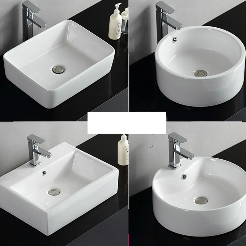 Rectangular and Round Vessel Sink in white with No Craftsmanship Basin Sink Clearhalo 'Bathroom Remodel & Bathroom Fixtures' 'Bathroom Sinks & Faucet Components' 'Bathroom Sinks' 'bathroom_sink' 'Home Improvement' 'home_improvement' 'home_improvement_bathroom_sink' 6914632