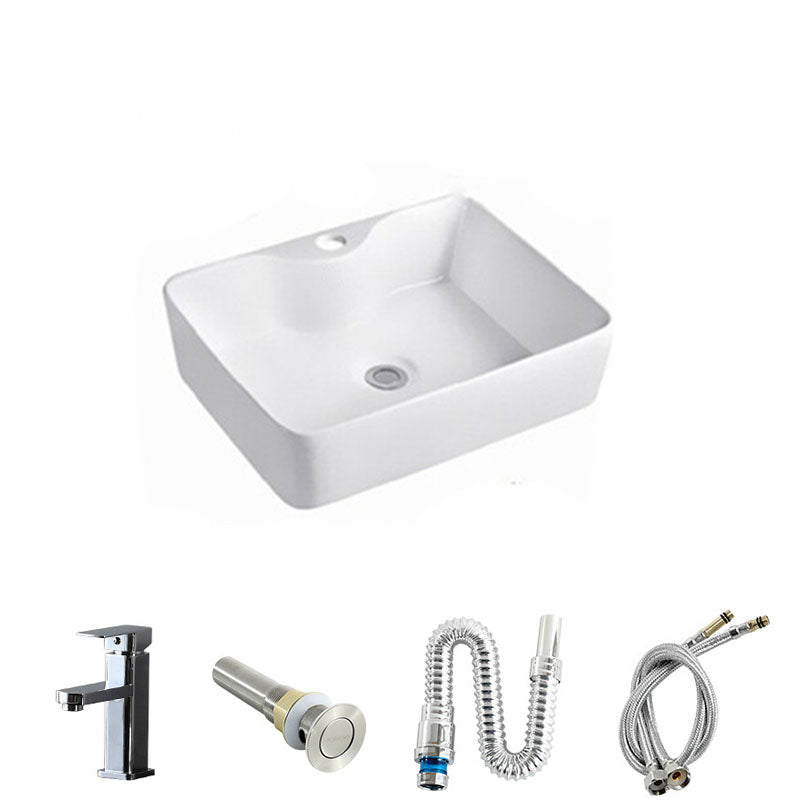 Rectangular and Round Vessel Sink in white with No Craftsmanship Basin Sink 19"L x 15"W x 5"H Sink with Faucet Clearhalo 'Bathroom Remodel & Bathroom Fixtures' 'Bathroom Sinks & Faucet Components' 'Bathroom Sinks' 'bathroom_sink' 'Home Improvement' 'home_improvement' 'home_improvement_bathroom_sink' 6914634