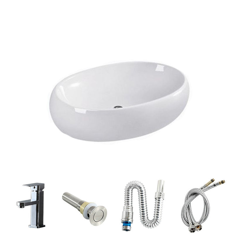 Rectangular and Round Vessel Sink in white with No Craftsmanship Basin Sink 23.6"L x 15.7"W x 5.9"H Sink with Faucet Clearhalo 'Bathroom Remodel & Bathroom Fixtures' 'Bathroom Sinks & Faucet Components' 'Bathroom Sinks' 'bathroom_sink' 'Home Improvement' 'home_improvement' 'home_improvement_bathroom_sink' 6914635