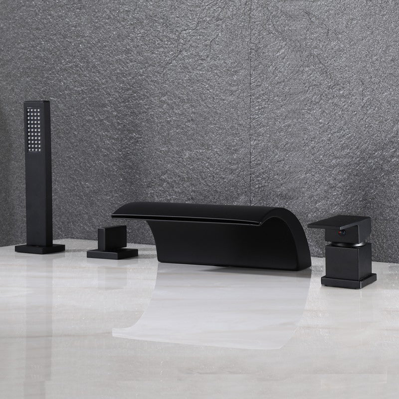 Deck-Mount Roman Tub Faucet Modern Style Roman Copper Tub Faucet Clearhalo 'Bathroom Remodel & Bathroom Fixtures' 'Bathtub Faucets' 'bathtub_faucets' 'Home Improvement' 'home_improvement' 'home_improvement_bathtub_faucets' 6914647