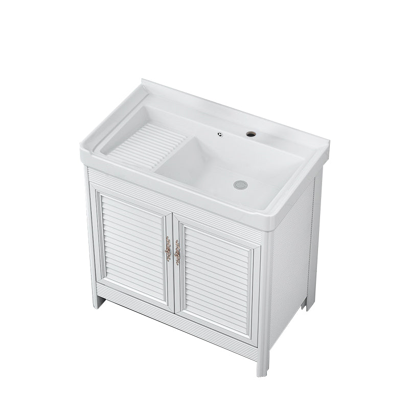 Bathroom Vanity Drawers Mirror Faucet Single Ceramic Sink Vanity Bathroom Vanity 28"L x 19"W x 32"H Clearhalo 'Bathroom Remodel & Bathroom Fixtures' 'Bathroom Vanities' 'bathroom_vanities' 'Home Improvement' 'home_improvement' 'home_improvement_bathroom_vanities' 6914666