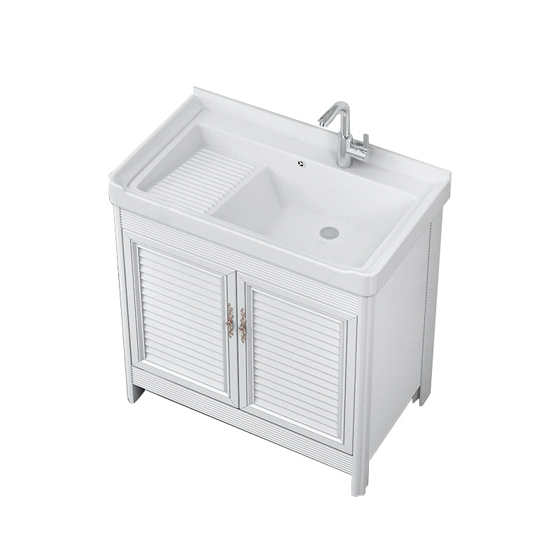 Bathroom Vanity Drawers Mirror Faucet Single Ceramic Sink Vanity Vanity & Faucet 36"L x 19"W x 32"H Clearhalo 'Bathroom Remodel & Bathroom Fixtures' 'Bathroom Vanities' 'bathroom_vanities' 'Home Improvement' 'home_improvement' 'home_improvement_bathroom_vanities' 6914672