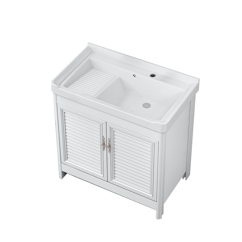 Bathroom Vanity Drawers Mirror Faucet Single Ceramic Sink Vanity Bathroom Vanity 24"L x 19"W x 32"H Clearhalo 'Bathroom Remodel & Bathroom Fixtures' 'Bathroom Vanities' 'bathroom_vanities' 'Home Improvement' 'home_improvement' 'home_improvement_bathroom_vanities' 6914674