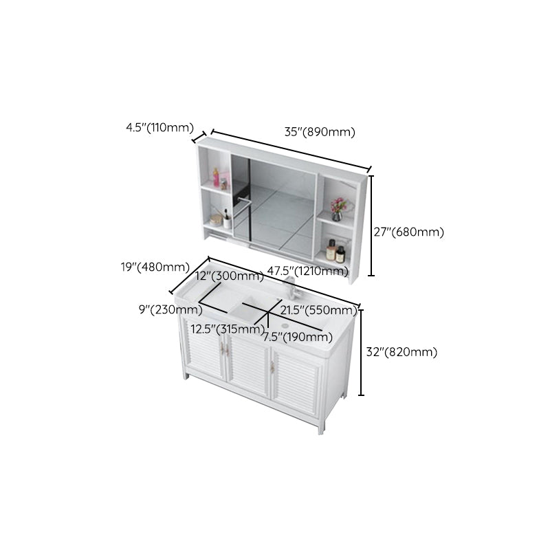 Bathroom Vanity Drawers Mirror Faucet Single Ceramic Sink Vanity Clearhalo 'Bathroom Remodel & Bathroom Fixtures' 'Bathroom Vanities' 'bathroom_vanities' 'Home Improvement' 'home_improvement' 'home_improvement_bathroom_vanities' 6914708