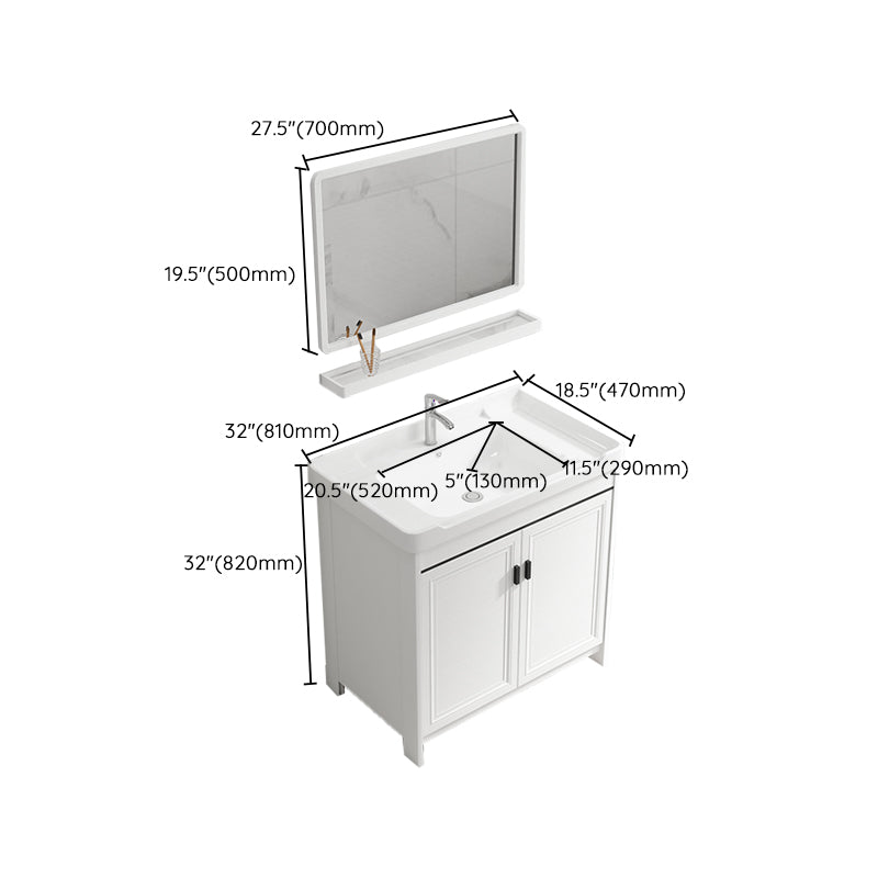 Bathroom Vanity Single Sink White Metal Frame Freestanding Bathroom Vanity with Door Clearhalo 'Bathroom Remodel & Bathroom Fixtures' 'Bathroom Vanities' 'bathroom_vanities' 'Home Improvement' 'home_improvement' 'home_improvement_bathroom_vanities' 6914751