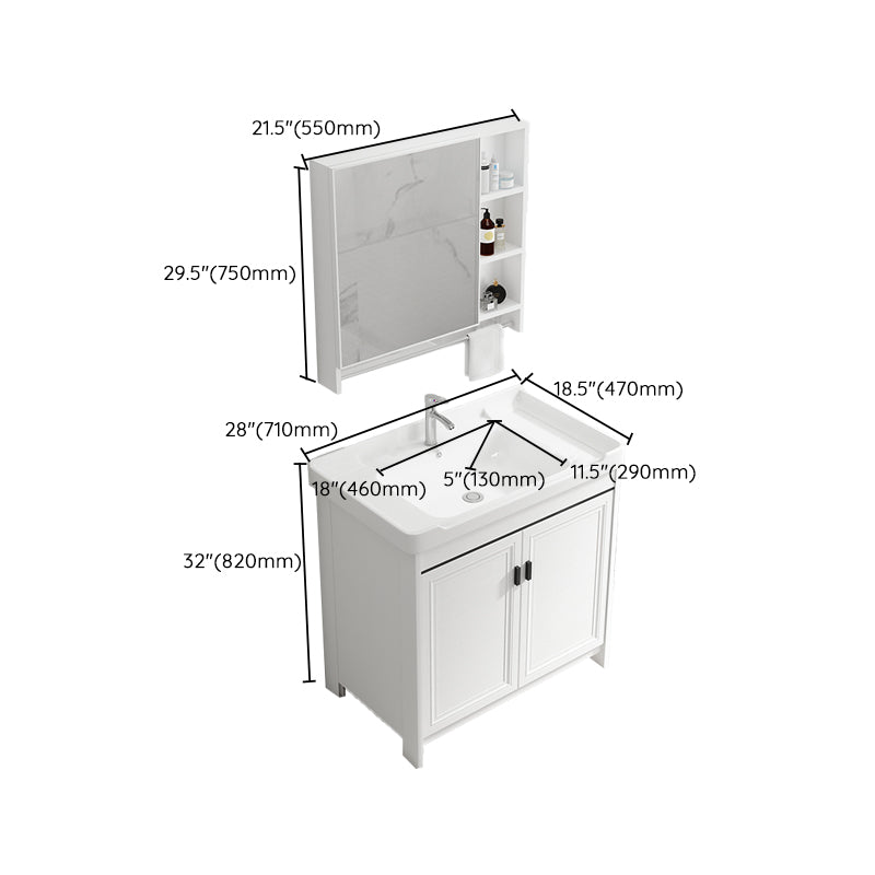Bathroom Vanity Single Sink White Metal Frame Freestanding Bathroom Vanity with Door Clearhalo 'Bathroom Remodel & Bathroom Fixtures' 'Bathroom Vanities' 'bathroom_vanities' 'Home Improvement' 'home_improvement' 'home_improvement_bathroom_vanities' 6914758